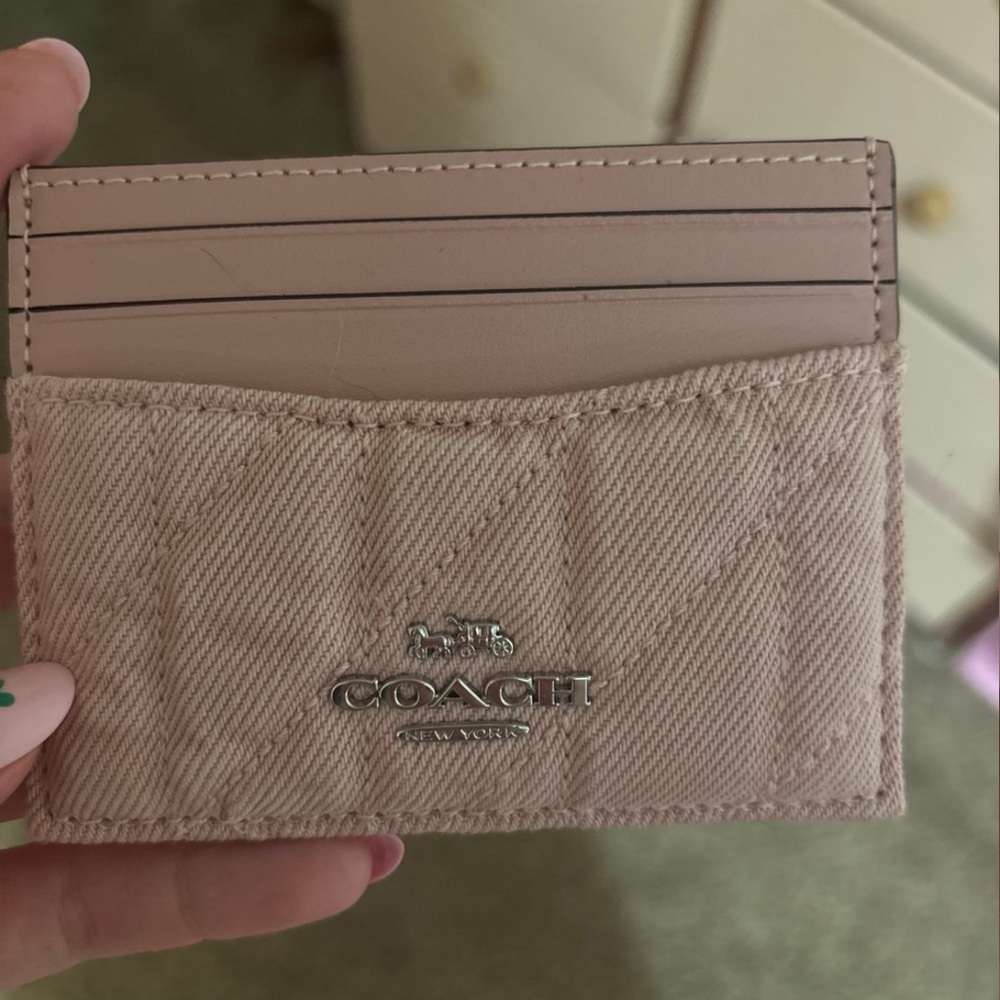 Coach pink denim Card Holder